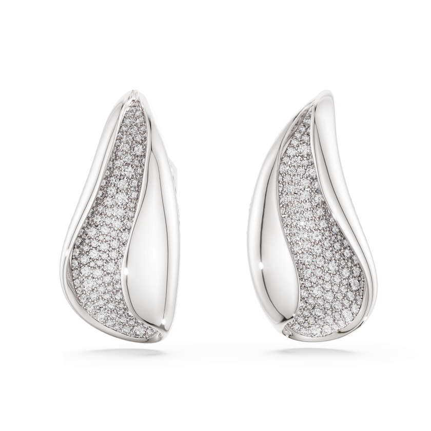 swarovski classica clip earrings  statement  round cut  white  sterling silver