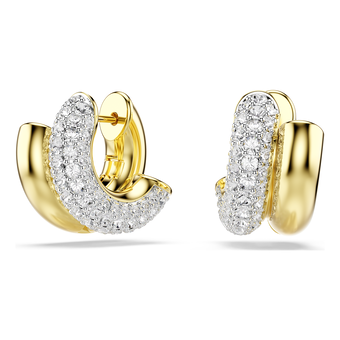 swarovski dextera hoop earrings  round cut  mini  white  18k gold finish