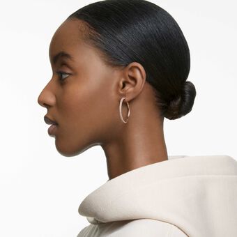 swarovski dextera hoop earrings  pav   large  white  rose gold tone plated