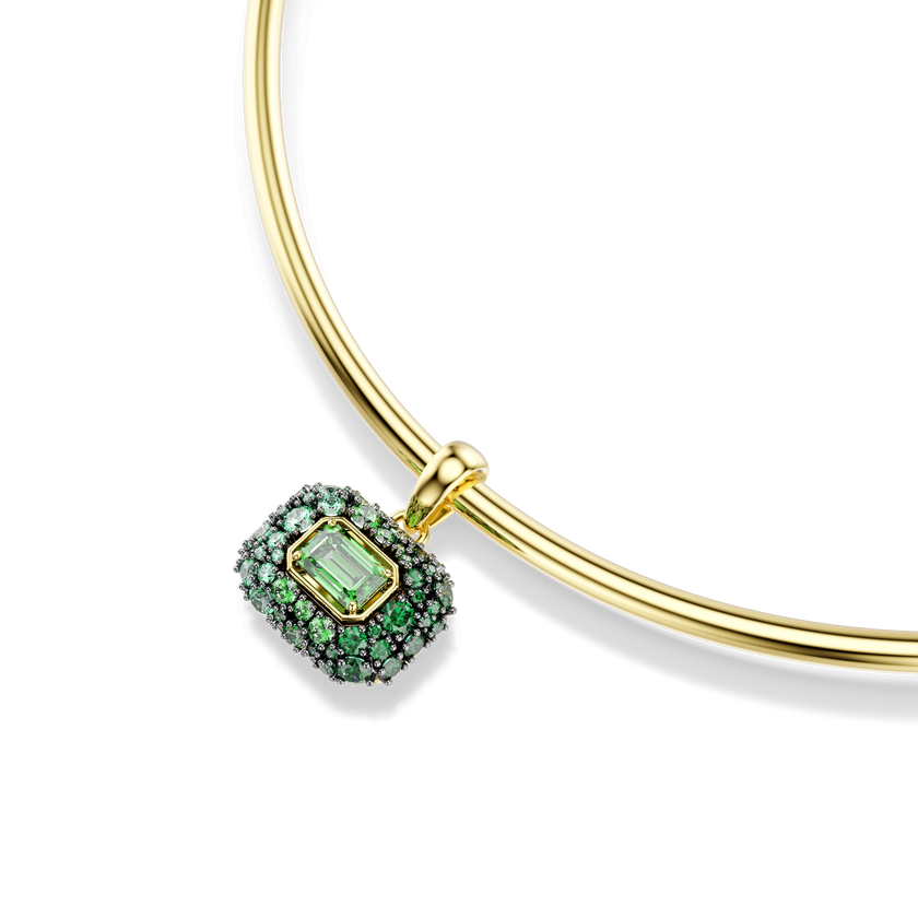 swarovski sublima choker  octagon cut  green  18k gold finish