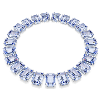 swarovski millenia tennis necklace  octagon cut  blue  rhodium plated