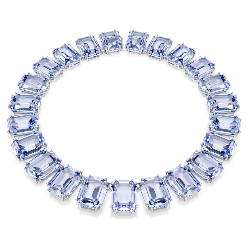 swarovski millenia tennis necklace  octagon cut  blue  rhodium plated
