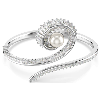 ariana grande x swarovski bangle  crystal pearl  baguette cut  white  rhodium plated