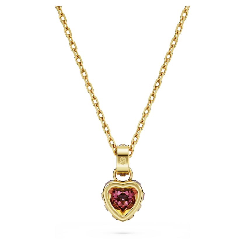 swarovski chroma pendant  heart  red  gold tone plated