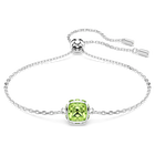 swarovski birthstone bracelet  square cut  august  green  rhodium plated