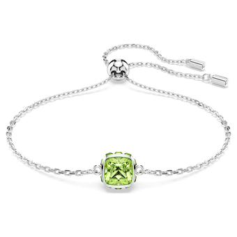 swarovski birthstone bracelet  square cut  august  green  rhodium plated