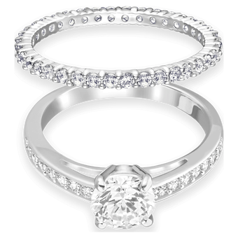 swarovski i do ring set  white  rhodium plating