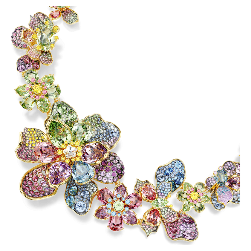swarovski idyllia necklace  mixed cuts  pav   flower  multicolored  gold tone plated