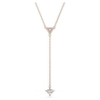 swarovski ortyx y necklace  triangle cut  white  rose gold tone plated