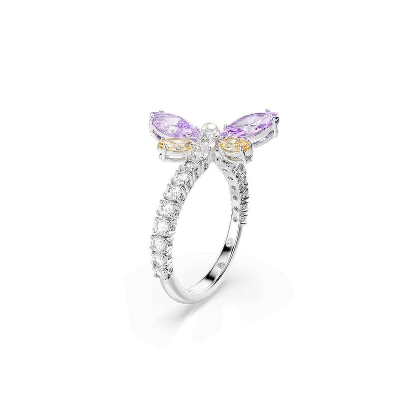 ariana grande x swarovski motif ring  mixed cuts  dragonfly  multicolored  rhodium plated