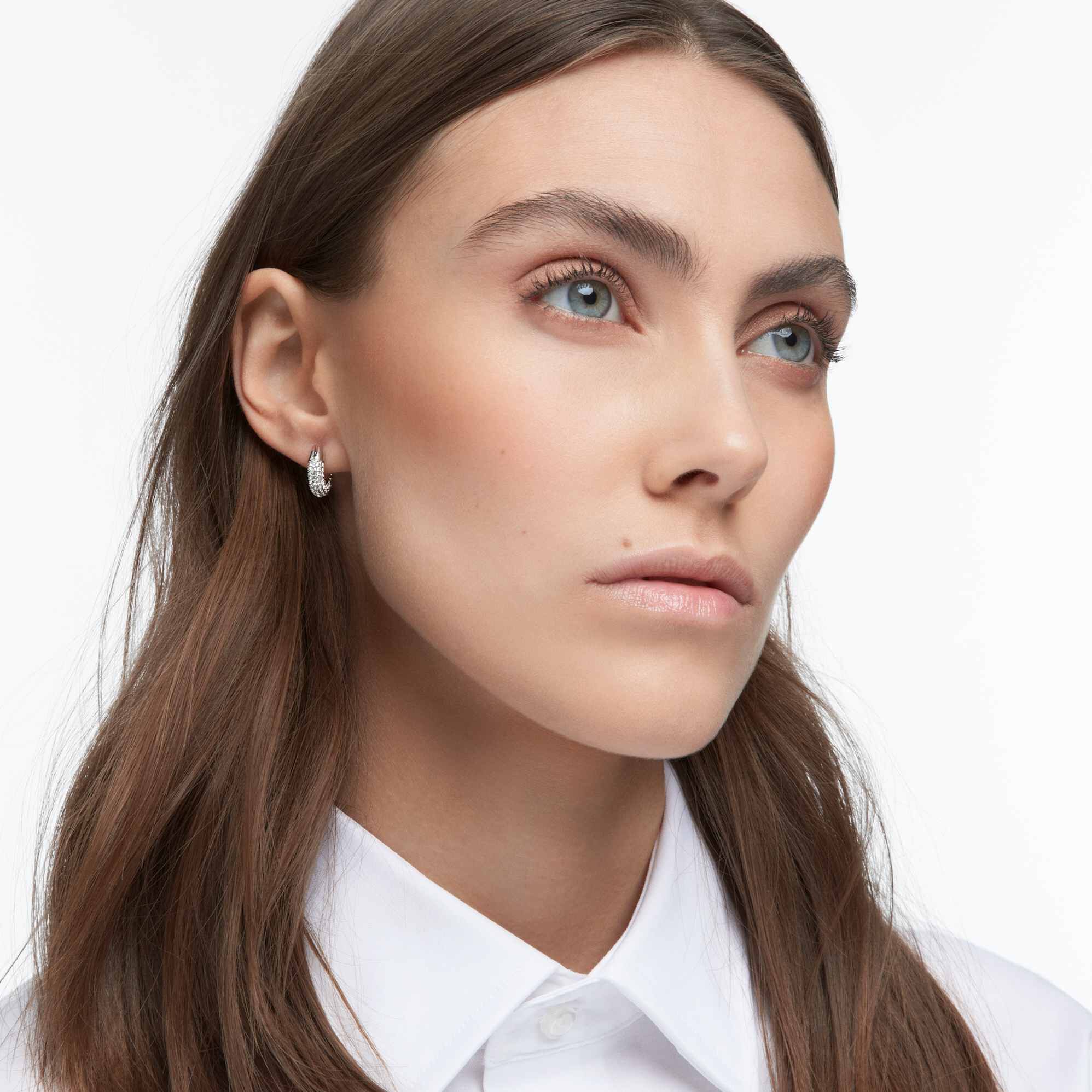 swarovski dextera hoop earrings  pav  crystal  rhodium plated