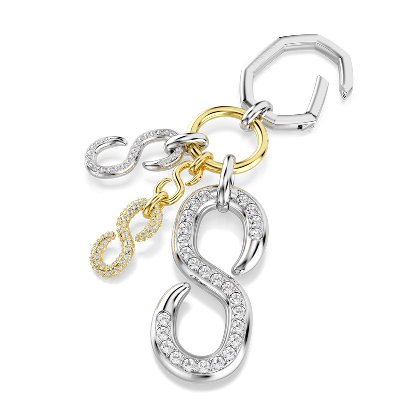 swarovski bag charm  round cut  white  mixed metal finish