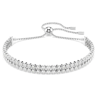 swarovski matrix tennis bracelet  round cut  white  rhodium plated
