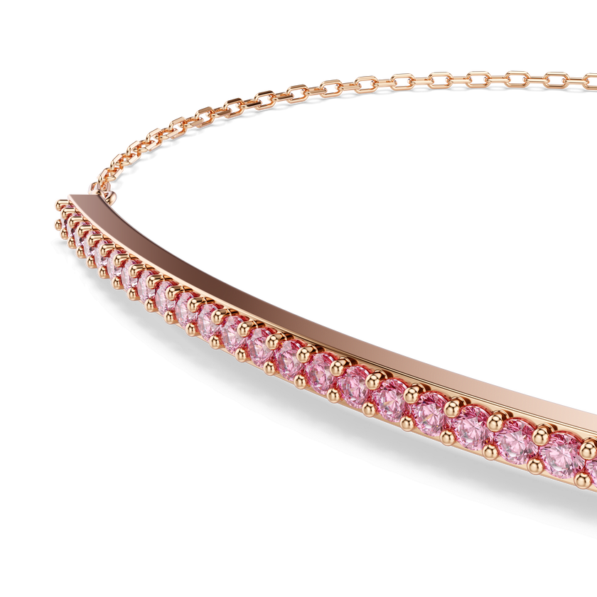 swarovski only bracelet  round cut  pink  18k rose gold finish