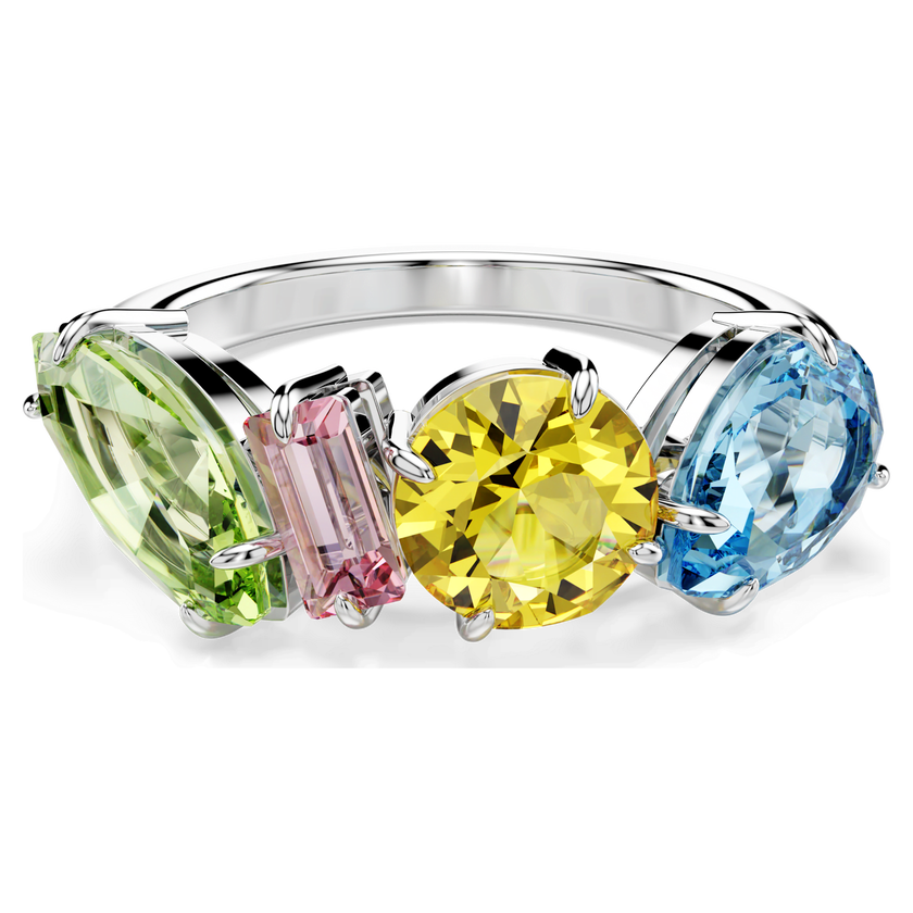 swarovski gema cocktail ring  mixed cuts  multicolored  rhodium plated