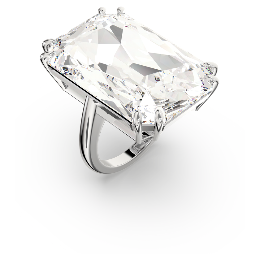 swarovski mesmera cocktail ring  oversized crystal  white  rhodium plated