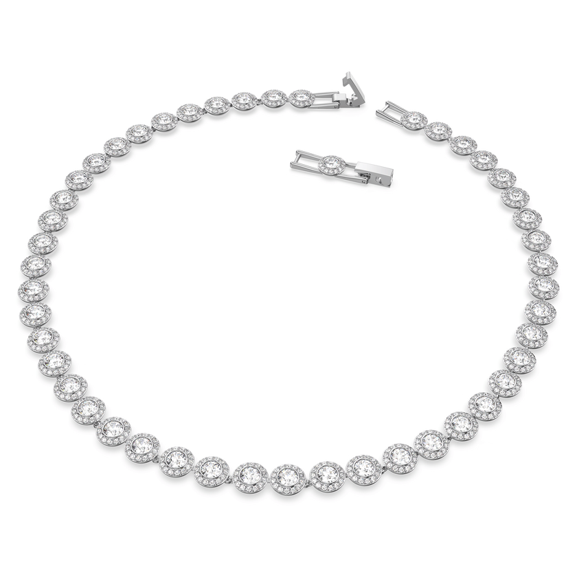 swarovski una angelic set  round cut  white  rhodium plated