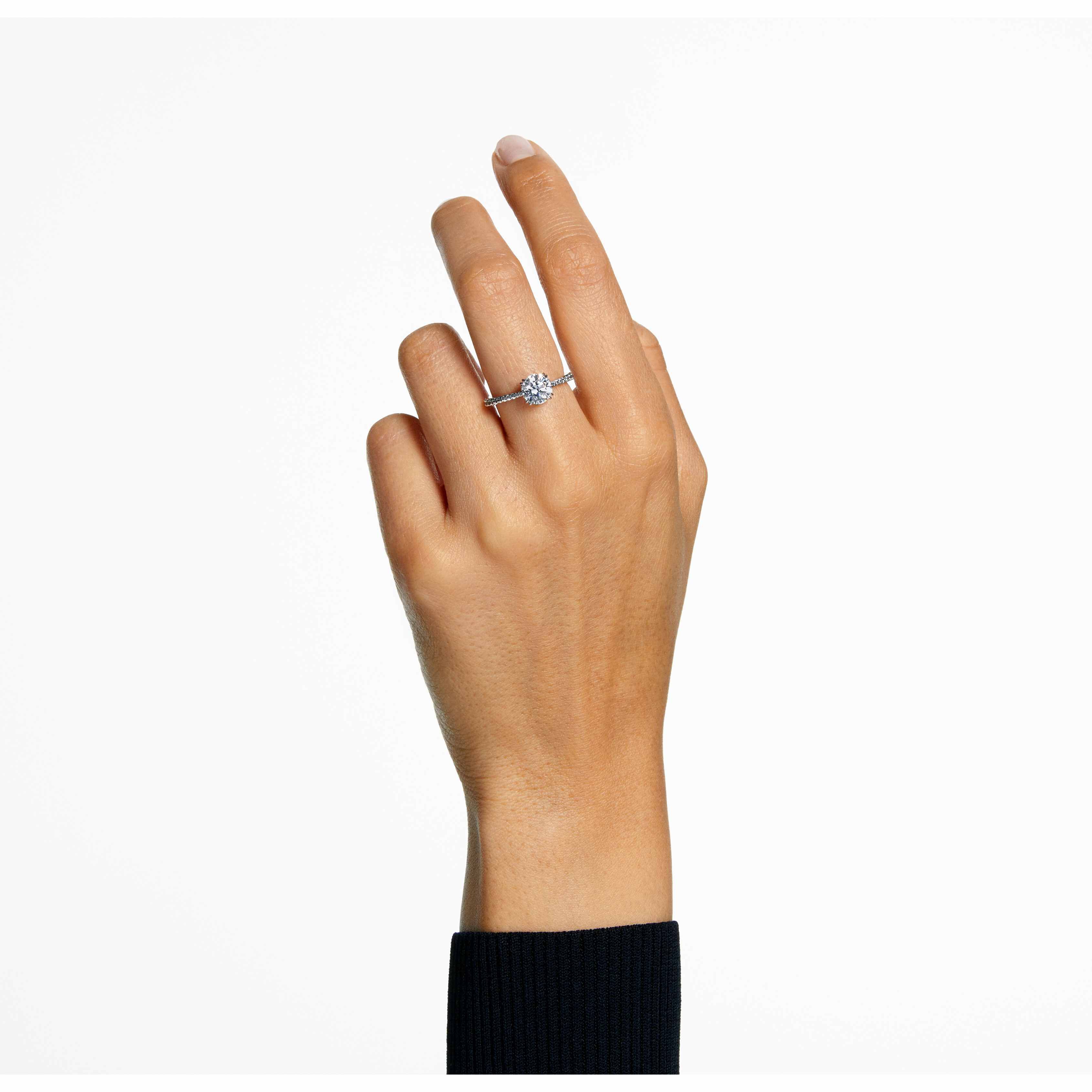 swarovski stilla cocktail ring  round cut  pav   white  rhodium plated