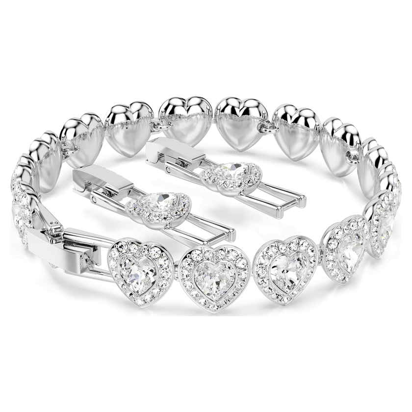 ariana grande x swarovski tennis bracelet  mixed cuts  heart  white  rhodium plated
