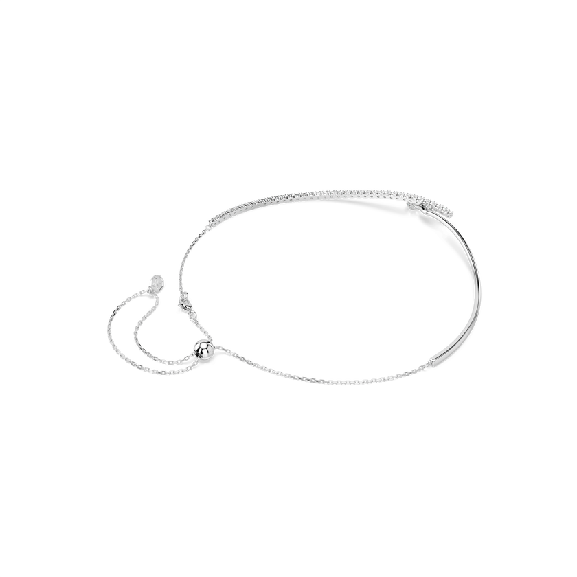 swarovski matrix necklace  round cut  white  rhodium plated