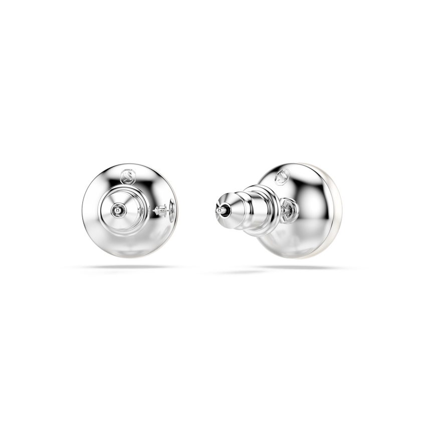 swarovski matrix stud earrings  crystal pearl  white  rhodium plated