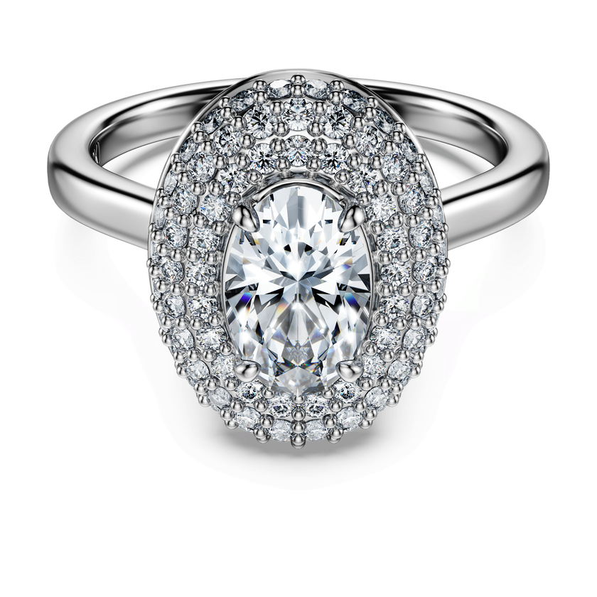 swarovski eternity halo solitaire ring  laboratory grown diamonds 1 5 ct tw  18k white gold