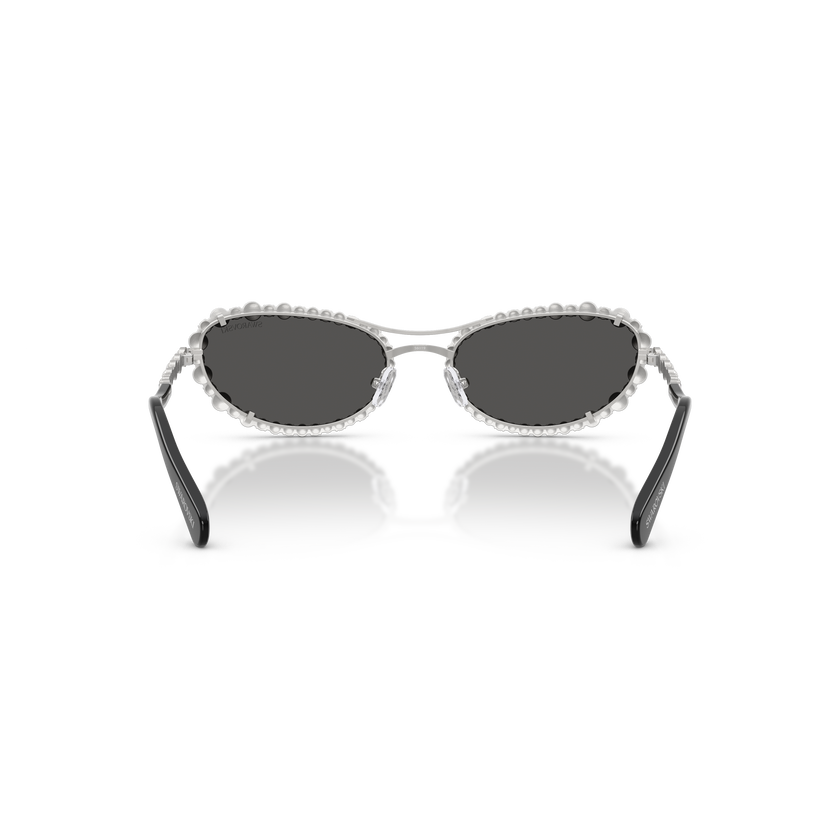 swarovski sunglasses  oval shape  2 in 1 clip on  sk7044  silver tone