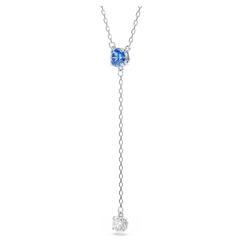 swarovski stilla attract y necklace  round cut  blue  rhodium plated