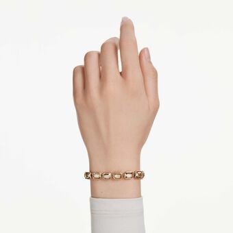 swarovski millenia tennis bracelet  octagon cut  caramel  gold tone plated