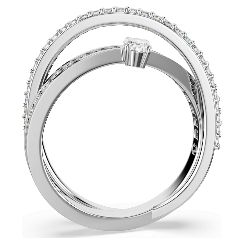 swarovski hyperbola ring  mixed cuts  white  rhodium plated