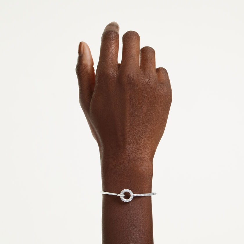 swarovski dextera bangle  round cut  white  rhodium plated