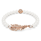 Nice bracelet, Feather, White, Rose gold-tone plated