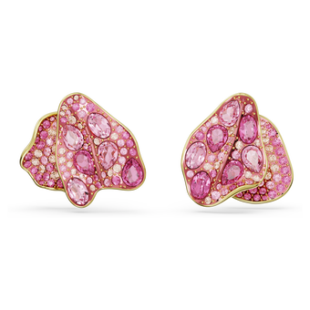 Florere stud earrings, Asymmetrical design, Flower, Pink, Gold-tone plated swarovski florere stud earrings asymmetrical design flower pink gold tone plated