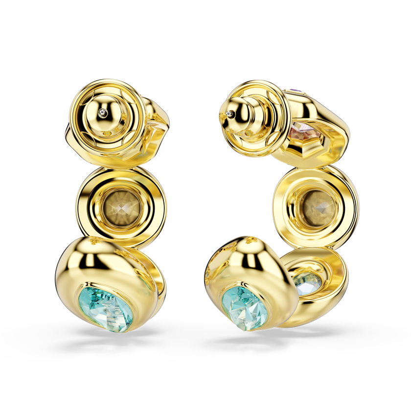 swarovski gema hoop earrings  mixed cuts  multicolored  gold tone plated
