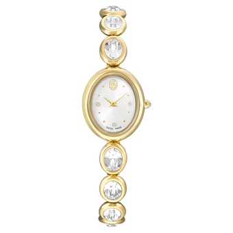 swarovski imber oval watch  swiss made  metal bracelet  gold tone  gold tone finish