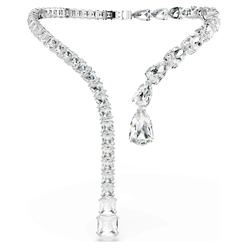 swarovski matrix open necklace  mixed cuts  white  rhodium plated