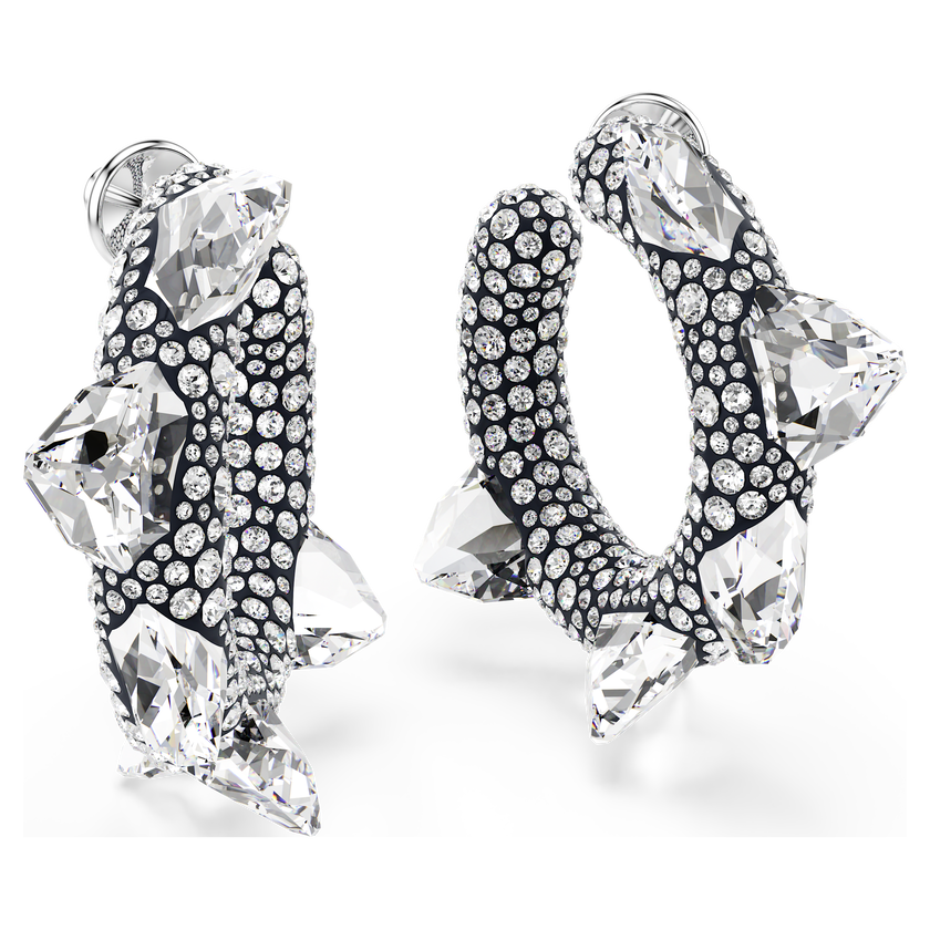 swarovski sublima hoop earrings  spike  white  rhodium plated