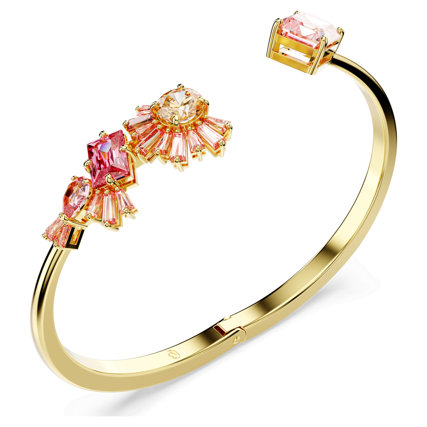 swarovski gema bangle  mixed cuts  pink  gold tone plated