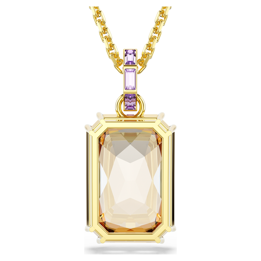swarovski millenia pendant  octagon cut  caramel  gold tone plated