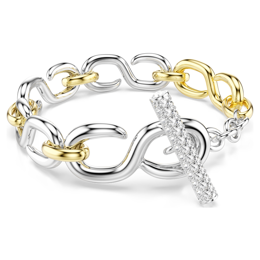 swarovski dextera bracelet  round cut  t bar  white  mixed metal finish