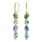 swarovski gema drop earrings  mixed cuts  multicolored  gold tone plated