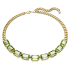 Millenia necklace, Octagon cut, Green, Gold-tone plated