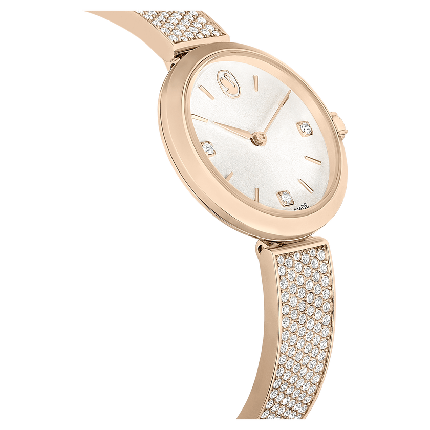 swarovski illumina watch  swiss made  metal bracelet  gold tone  champagne gold tone finish