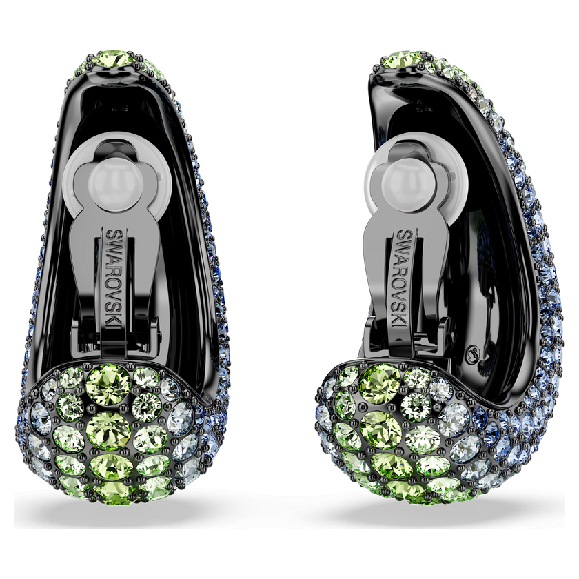 swarovski sublima drop earrings  round cut  small  multicolored  ruthenium plated