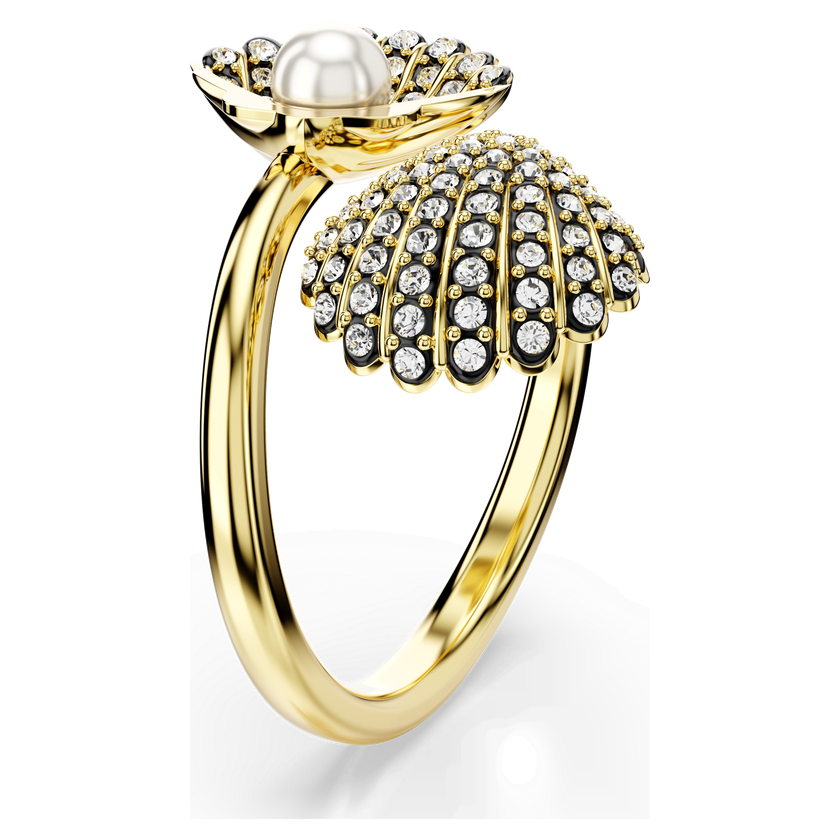 swarovski idyllia open ring  crystal pearl  shell  white  gold tone plated