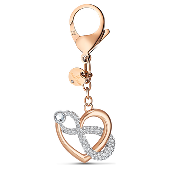 swarovski infinite bag charm  infinity and heart  white  mixed metal finish
