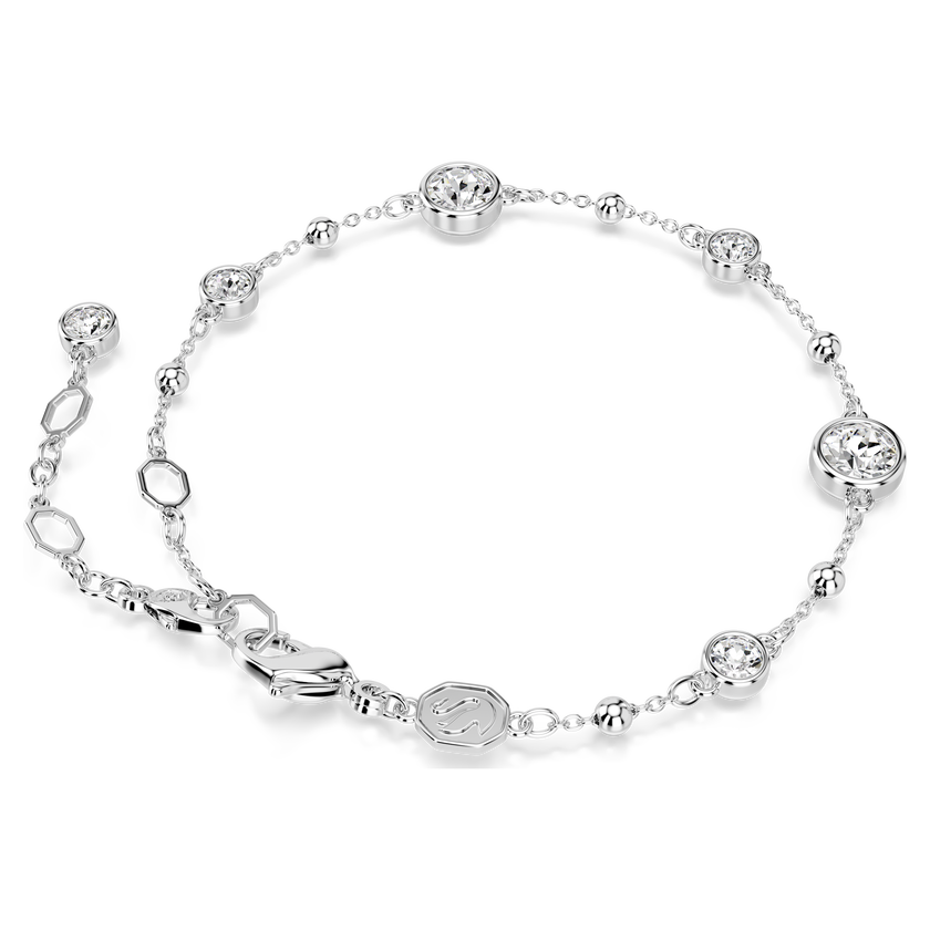 swarovski imber bracelet  round cut  white  rhodium plated