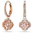 swarovski una drop earrings  clover  pink  rose gold tone plated