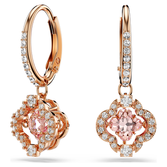 swarovski una drop earrings  clover  pink  rose gold tone plated