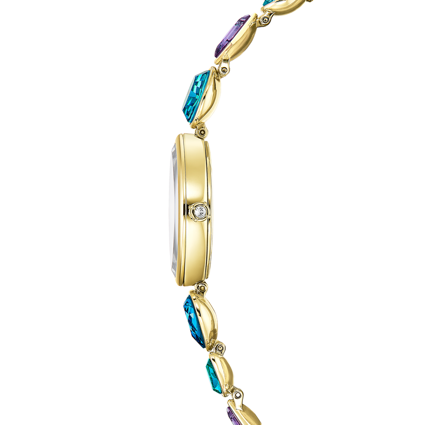 swarovski gema watch  crystal bracelet  gold tone  gold tone finish